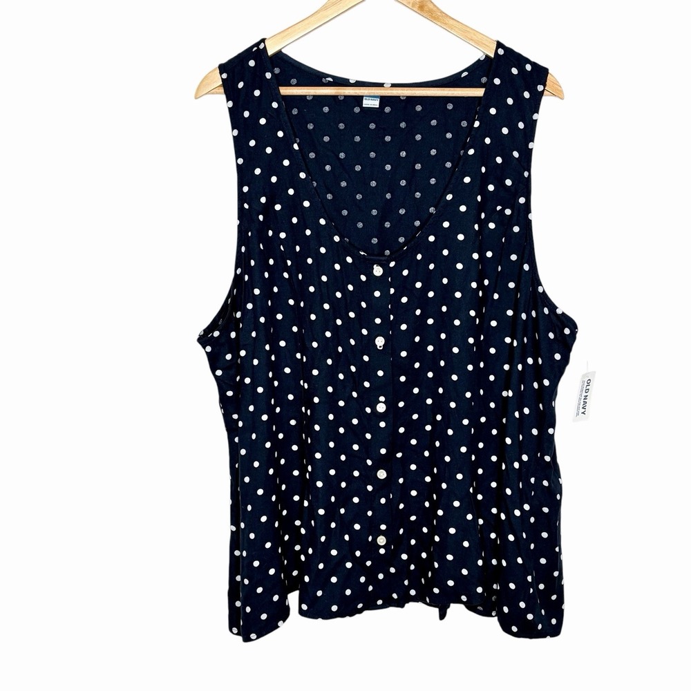Old Navy Polka Dot Tank Top Blue Womens Size XXL Tall Nautical Preppy Sleeveless